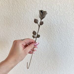 Romantic Silver-tone Metal Rose Decorative Accent